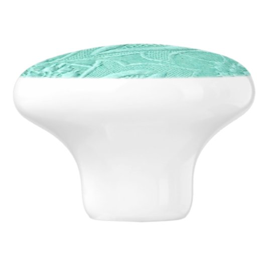 Mint Green Floral Keramische Knop (Zijkant)