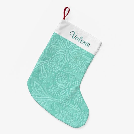 Mint Green Floral Kleine Kerstsok (Voorkant (Hangend))