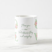 Mint green floral Love typography Valentines Day Koffiemok (Center)
