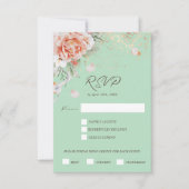 Mint Green & Floral Menu Choice Response Kaart (Voorkant)