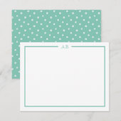 Mint Green Floral Monogram Note Cards Notitiekaartje (Voorkant / Achterkant)