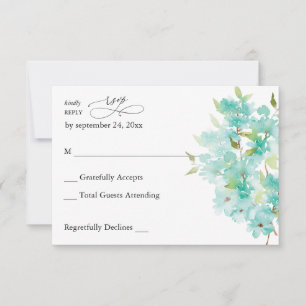 Mint Green Floral no Meal RSVP
