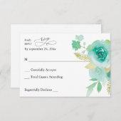 Mint Green Floral no Meal RSVP 2 (Voorkant / Achterkant)