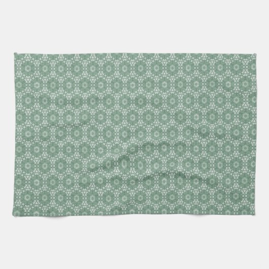 Mint Green Floral Pattern Theedoek (Horizontaal)