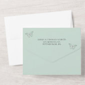 Mint Green Floral Princess Zilver Quinceañera 16 All In One Uitnodiging (Achterkant)