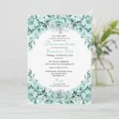 Mint Green Floral Quinceanera Birthday Kaart (Staand voorkant)