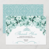 Mint Green Floral Quinceanera Hartelijk dank Bedankkaart (Voorkant / Achterkant)