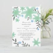 Mint Green Floral Rehearsal Dinner Invite Kaart (Staand voorkant)
