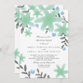 Mint Green Floral Rehearsal Dinner Invite Kaart (Voorkant / Achterkant)