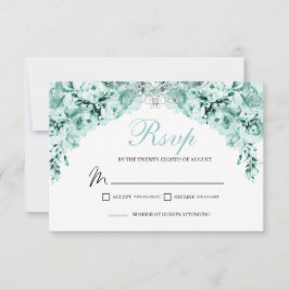 Mint Green Floral RSVP Enclosure Kaart