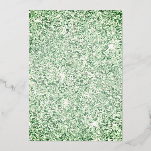 Mint Green Floral Sparkle Dress Quinceanera Gold Folie Uitnodiging (Achterkant)