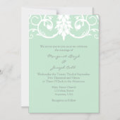 Mint Green Floral Swirls Magnetic Wedding Invitae Magnetische Uitnodiging (Voorkant)