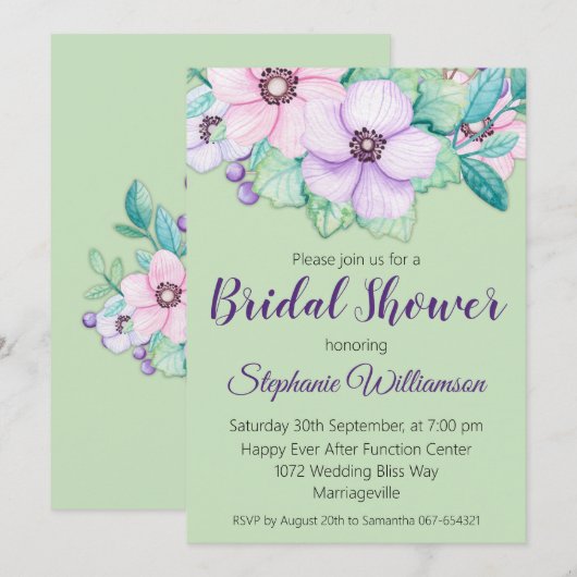 Mint Green Floral Vrijgezellenfeest Kaart (Voorkant / Achterkant)