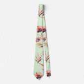 Mint Green Floral Waterverf Art Stropdas (Voorkant)