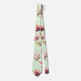 Mint Green Floral Waterverf Art Stropdas
