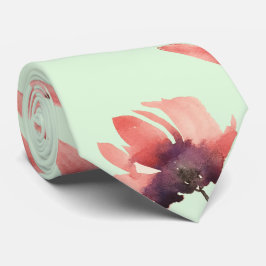 Mint Green Floral Waterverf Art Stropdas