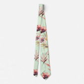 Mint Green Floral Waterverf Art Stropdas (Achterkant)
