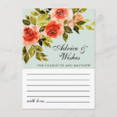 Mint Green Floral Waterverf Botanical Wedding Advieskaart (Voorkant)