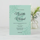 Mint Green Floral Wedding Kaart (Staand voorkant)