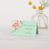 Mint Green & Floral Wedding Place Cards Plaatskaartje (Achterkant)