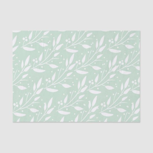 Mint Green Floral-weefselpapier Tissuepapier (Voorkant)