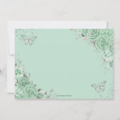 Mint Green Floral Zilver Quinceanera XV Sweet 16 Save The Date (Achterkant)