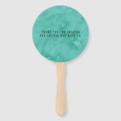 Mint Green Florals Gold Foliage Weddenschap Hartel Handwaaier (Achterkant)