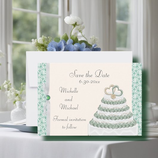Mint Green Florentine sparen de Datum Save The Date