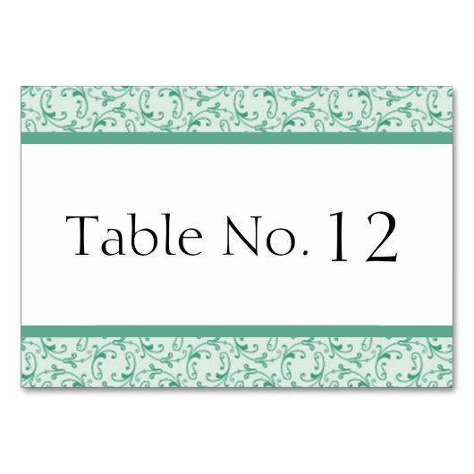 Mint Green Florentine Wedding Table Kaart (Voorkant)