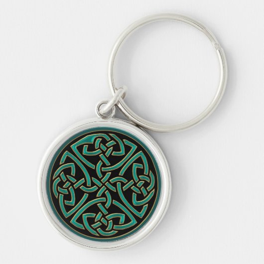 Mint Green Four Sided Celtic Knots Sleutelhanger (Voorkant)