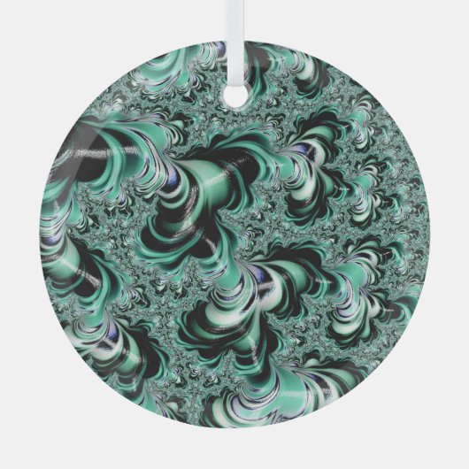 Mint Green Fractal Forest Landscape Abstract Glas Ornament (Voorkant)