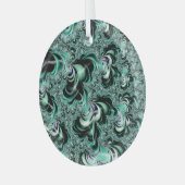 Mint Green Fractal Forest Landscape Abstract Glas Ornament (Voorkant links)