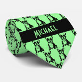 Mint Green Franse Bulldog Stropdas (Opgerold)