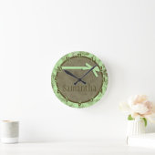 Mint Green Franse stof Toile gepersonaliseerde klo Ronde Klok (Huis)