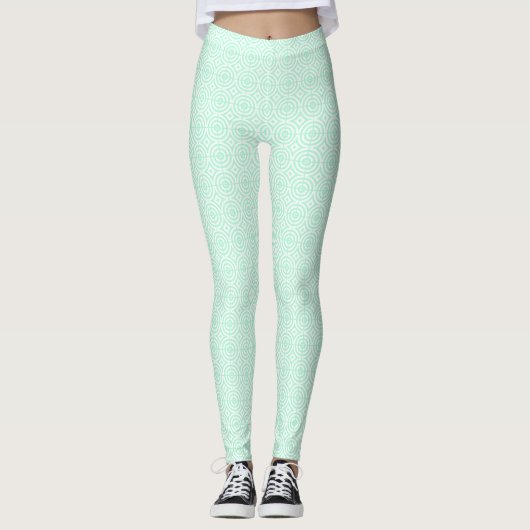 Mint Green Funky GeoMetric Leggings (Voorkant)