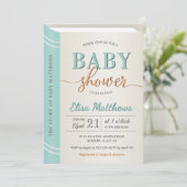 Mint Green Gender Neutral Book Library Baby shower Kaart (Staand voorkant)