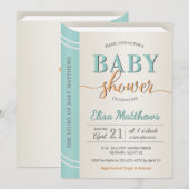 Mint Green Gender Neutral Book Library Baby shower Kaart (Voorkant / Achterkant)