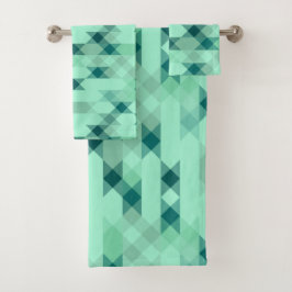 mint green geometric bad handdoek
