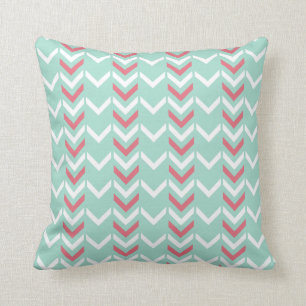 Mint Green Geometric Chevron Arrows Pattern Kussen