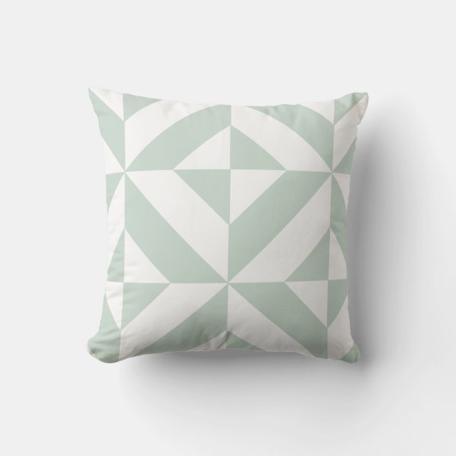 Mint Green Geometric Deco Cube Pattern Kussen (Voorkant)