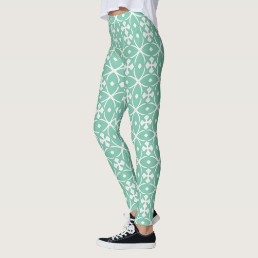 Mint Green Geometric Floral Leggings (Links)