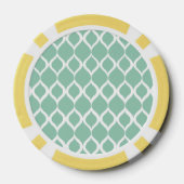 Mint Green Geometric Ikat Tribal Print Patroon Poker Chips (Achterkant)