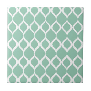 Mint Green Geometric Ikat Tribal Print Patroon Tegeltje