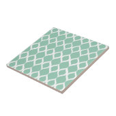 Mint Green Geometric Ikat Tribal Print Patroon Tegeltje (Zijkant)