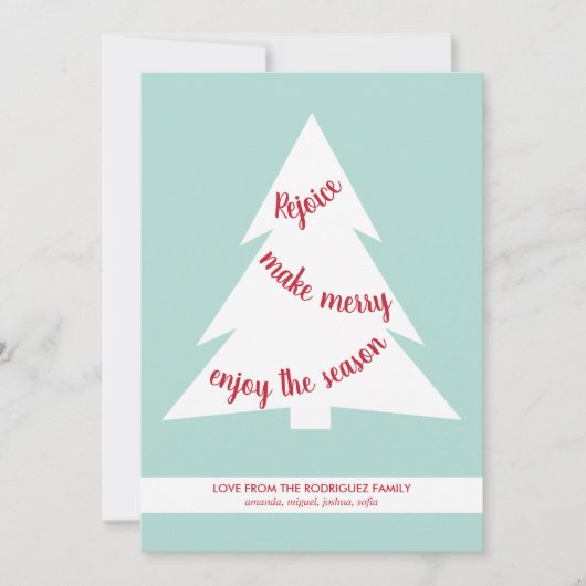 Mint Green Geometric Kerstmis Tree Holiday Script Feestdagenkaart (Voorkant)