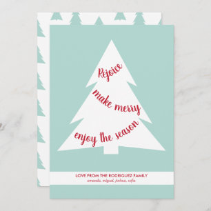 Mint Green Geometric Kerstmis Tree Holiday Script Feestdagenkaart