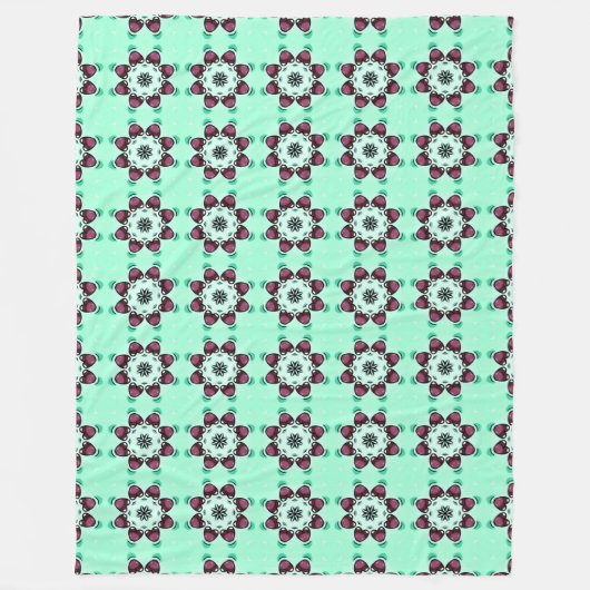 Mint green geometric mandala pattern fleece deken (Voorkant)