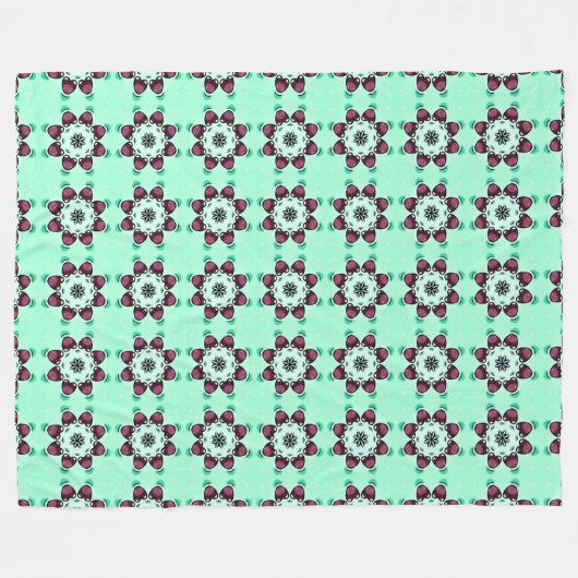 Mint green geometric mandala pattern fleece deken (Voorkant (Horizontaal))
