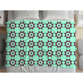Mint green geometric mandala pattern fleece deken