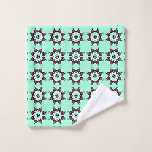 Mint green geometric mandala pattern Towel Bad Handdoek (Wasdoekje)